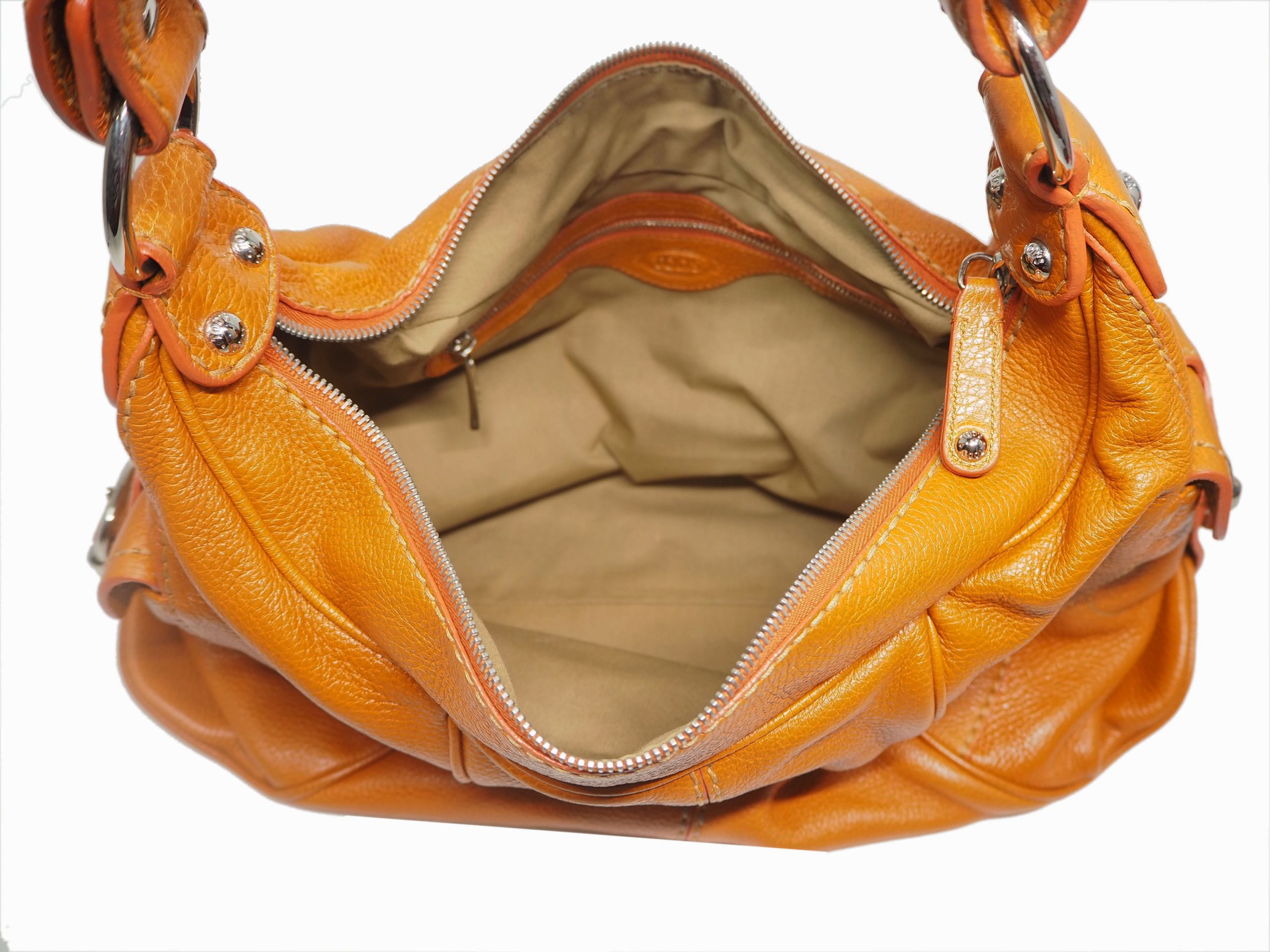 Tods Natty Sacca Piccola Orange Leather Hobo Bag-35273