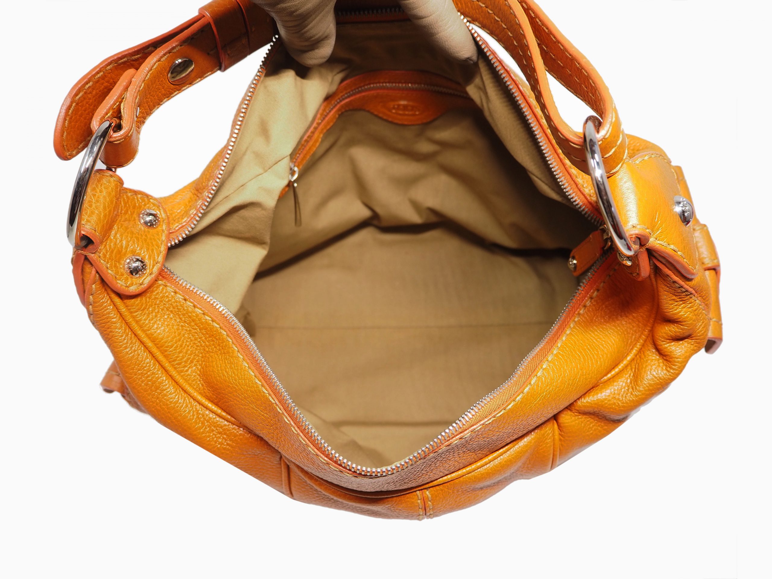 Tods Natty Sacca Piccola Orange Leather Hobo Bag-35272