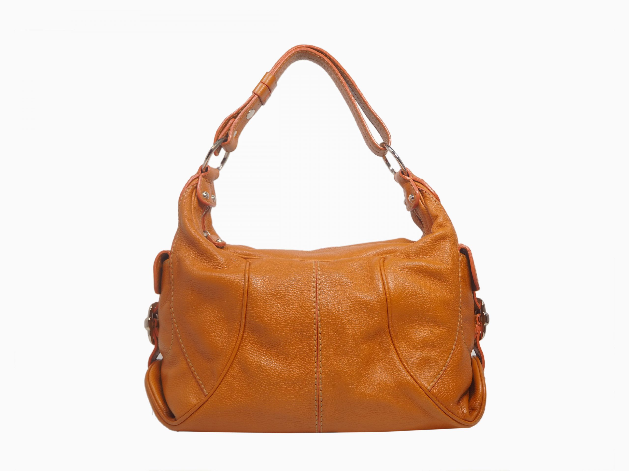 Tods Natty Sacca Piccola Orange Leather Hobo Bag-35277