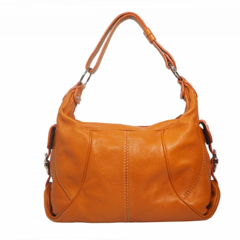 Tods Natty Sacca Piccola Orange Leather Hobo Bag-0