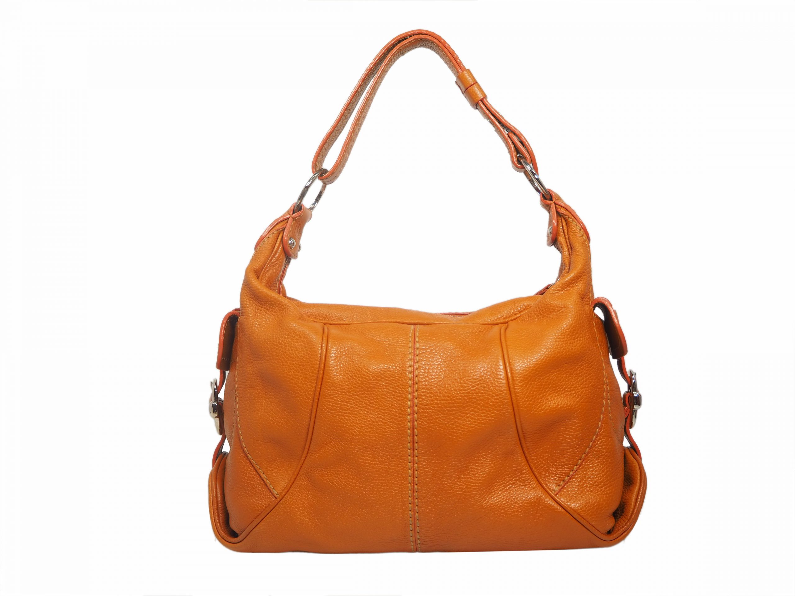 Tods Natty Sacca Piccola Orange Leather Hobo Bag-0