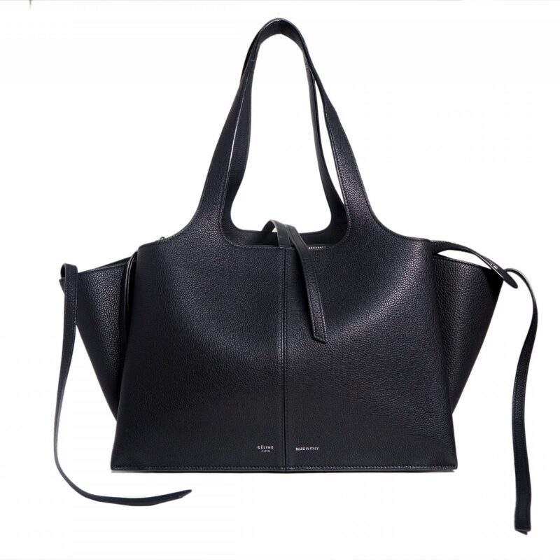 Celine Black Calf Tri-fold Medium Document Shoulder Bag-0