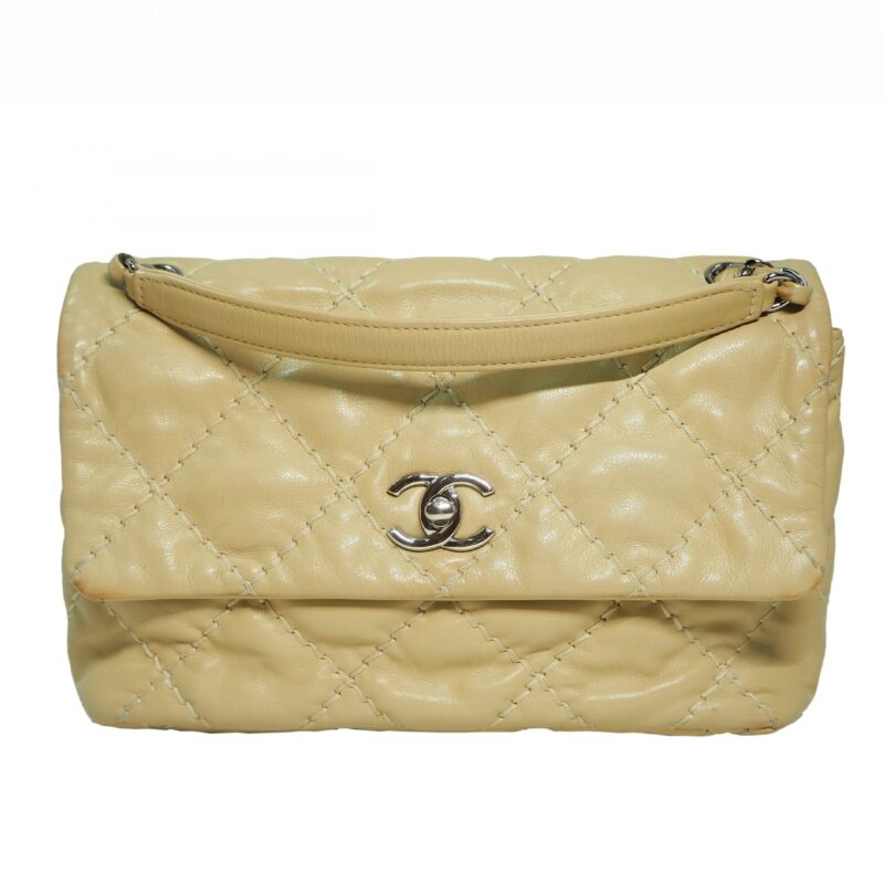 Chanel 17834503 Beige Soft Lambskin Ultimate Stitched Single Flap Silver Hardware-0