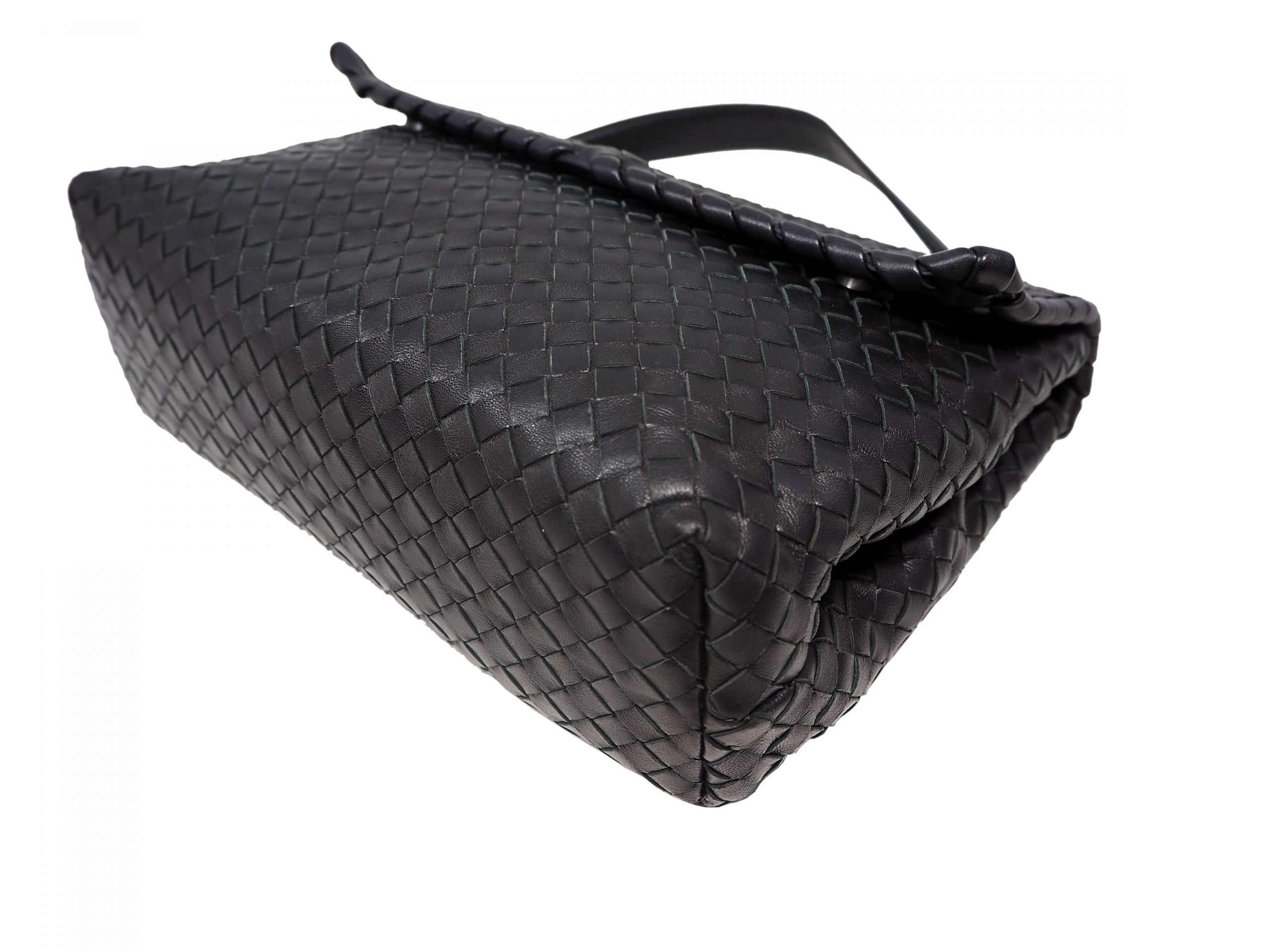 Bottega Veneta Black Woven Flip-over Flap With Magnetic Snap Shoulder Bag-35592
