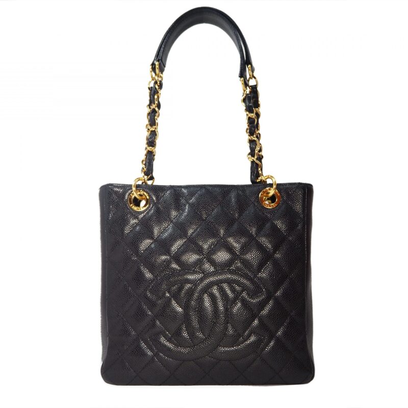 Chanel 15060694 Black Caviar Classic Petit Shopping Tote with " 31 Rue Cambon" on Gold Hardware-0