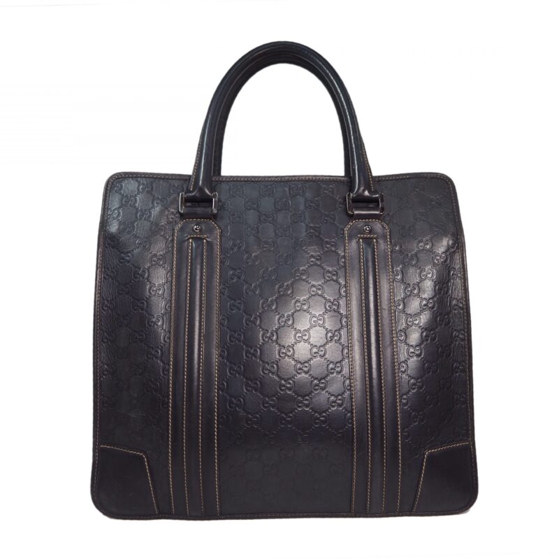 GUCCI 145842 Dark Blue Guccissima Leather Large Tote Bag-0