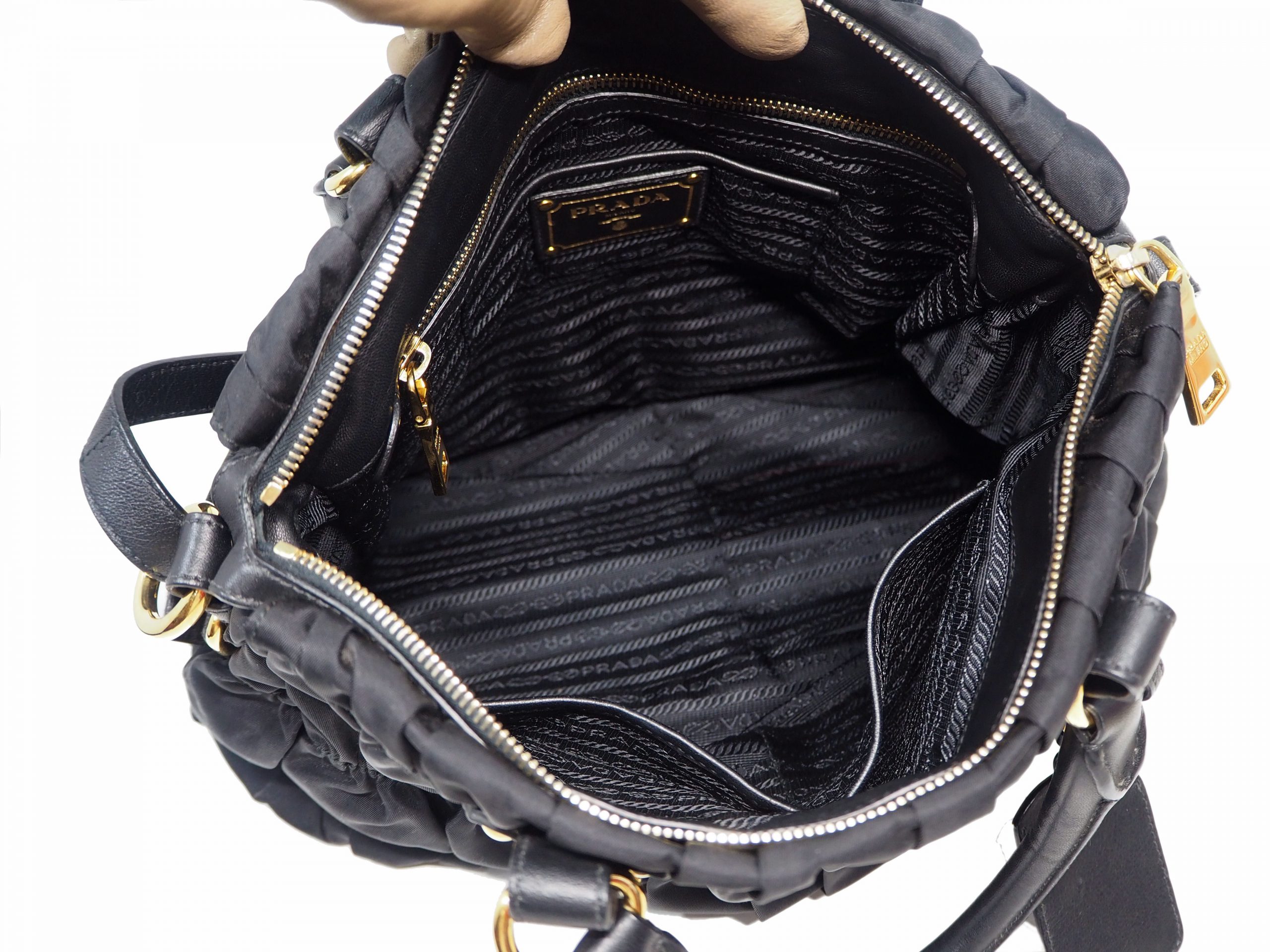 Prada BN1789 Black Tessuto Gaufre Large 2-Way Shopping Tote-35932