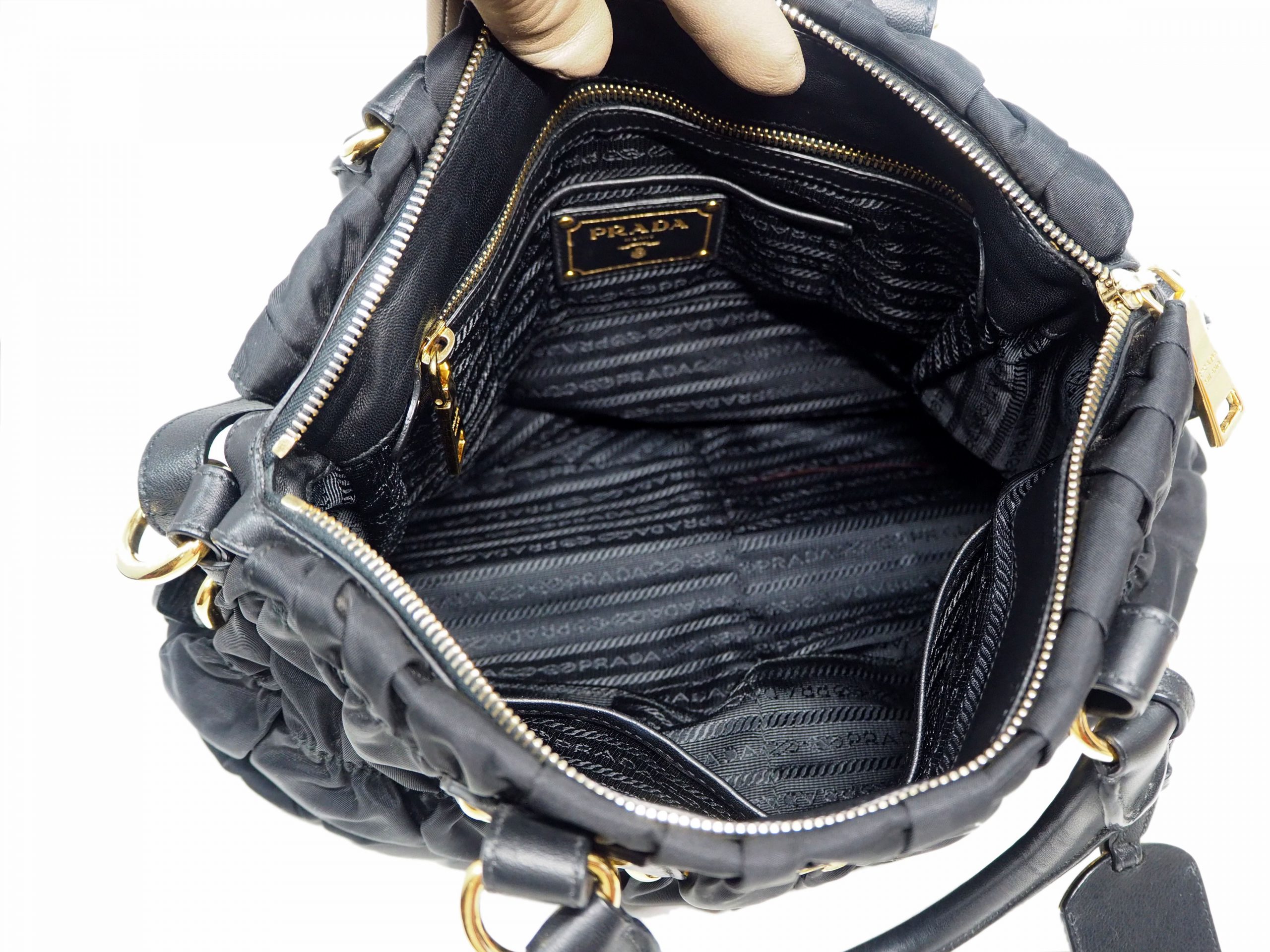 Prada BN1789 Black Tessuto Gaufre Large 2-Way Shopping Tote-35933
