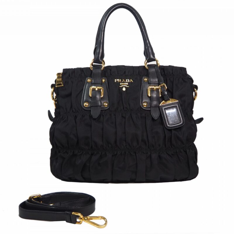 Prada BN1789 Black Tessuto Gaufre Large 2-Way Shopping Tote-0