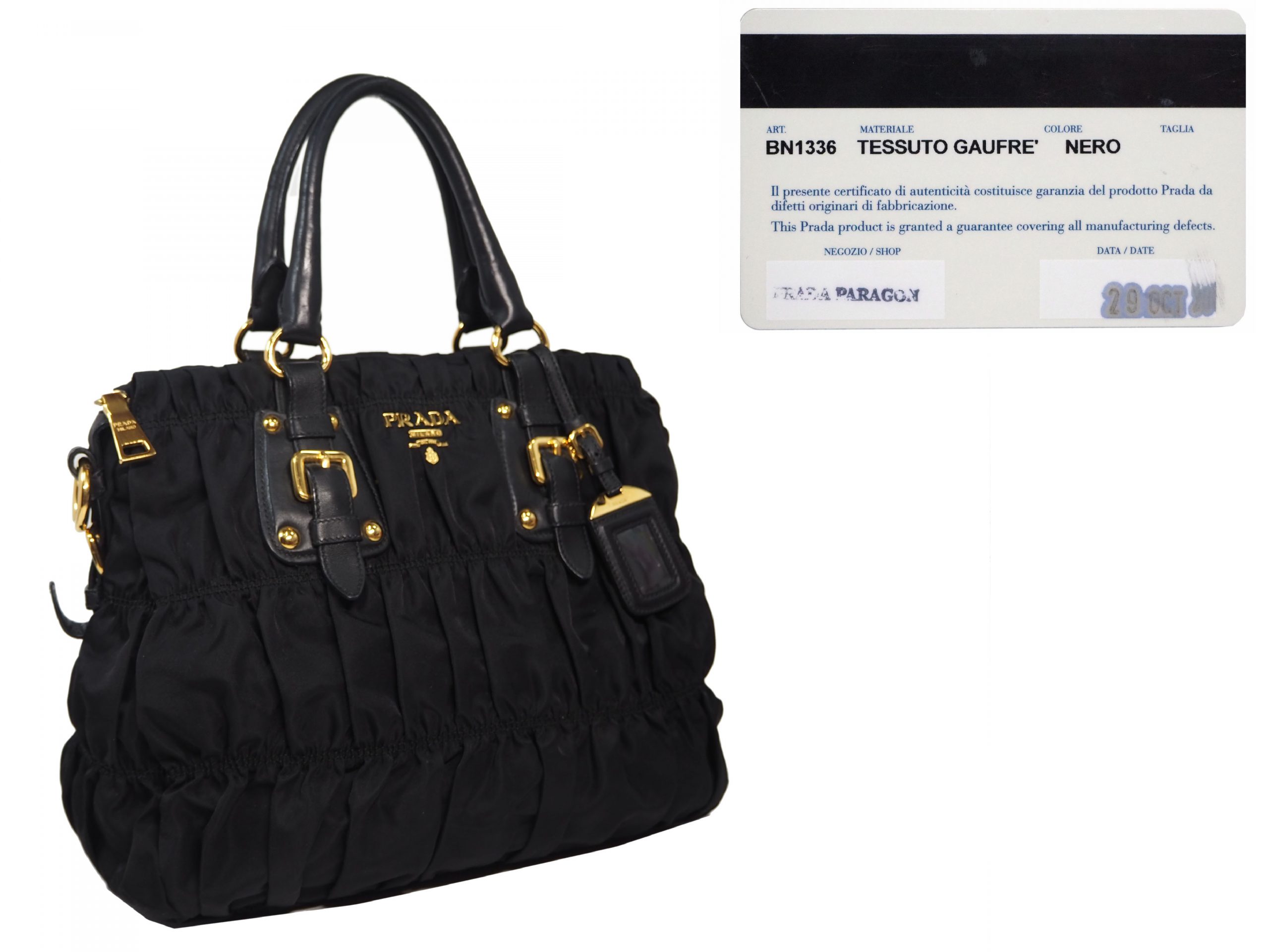 Prada BN1789 Black Tessuto Gaufre Large 2-Way Shopping Tote-35928