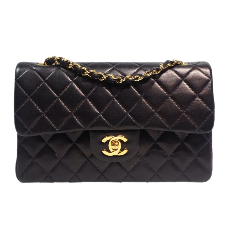 Chanel 6432992 Vintage Black Lambskin Medium Classic Gold Hardware-0