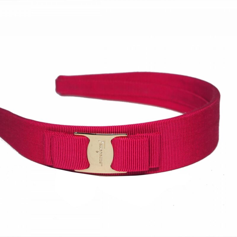 Ferragamo Signature Classic Cherry Pink Vara Bow Hair / Headband -0