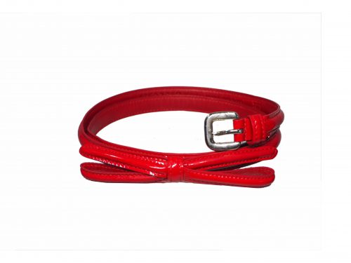 Prada 1C5076-2 Red Skinny Patent Leather Waist Bow Belt 70/28 x 1/2" (1.2cm) -0