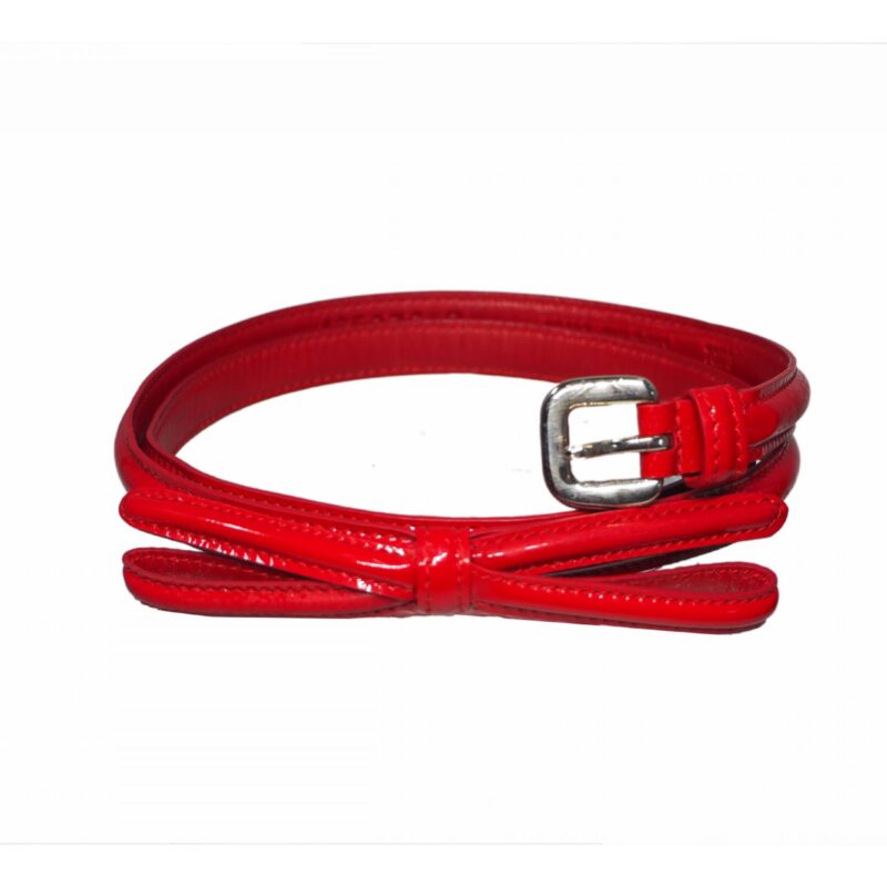 Prada 1C5076-2 Red Skinny Patent Leather Waist Bow Belt 70/28 x 1/2" (1.2cm) -0