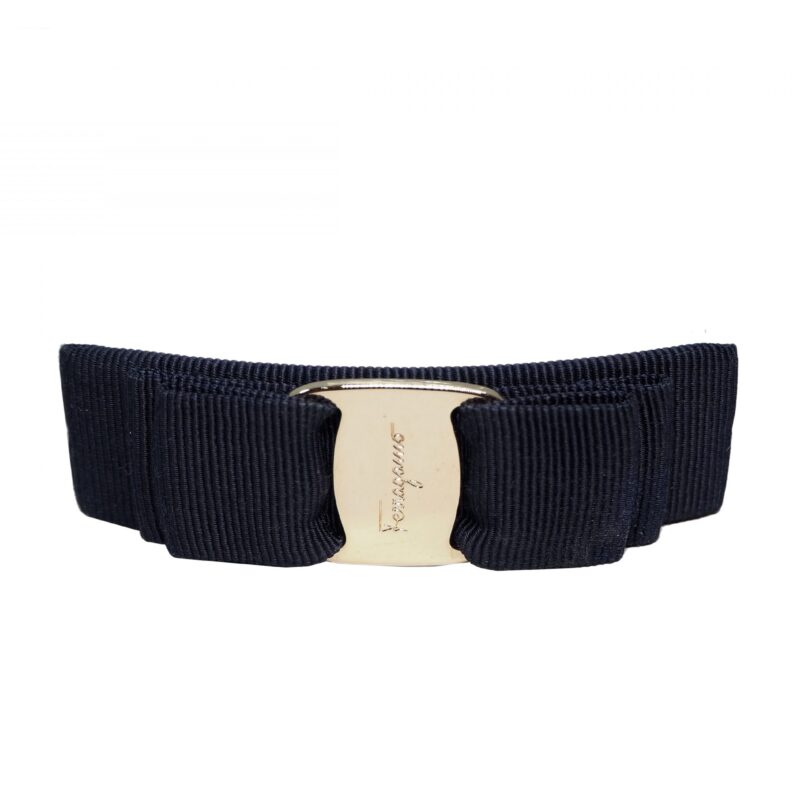 Ferragamo Signature Classic Dark Blue Vara bow Hair Clip -0