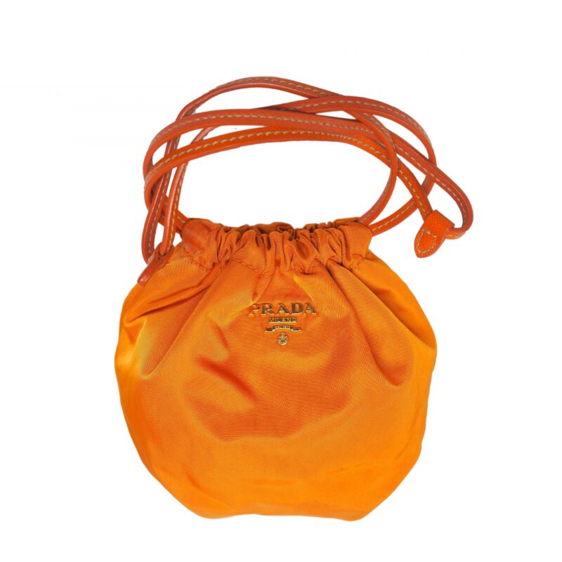 Prada 1N1535 Papaya Orange Nylon Tessuto Drawstring Pouch -0