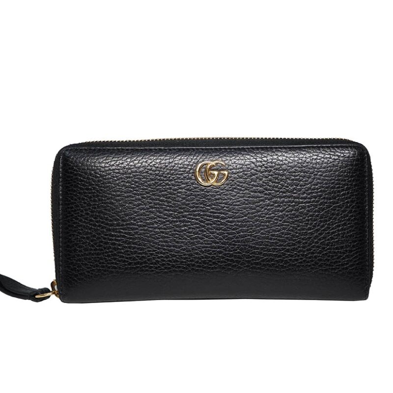 Gucci 456117 Black Calf Leather Zip Around Long Wallet-0