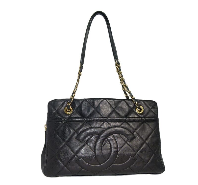 Chanel 17811183 Black Caviar Timeless Classic Tote Gold Hardware-0