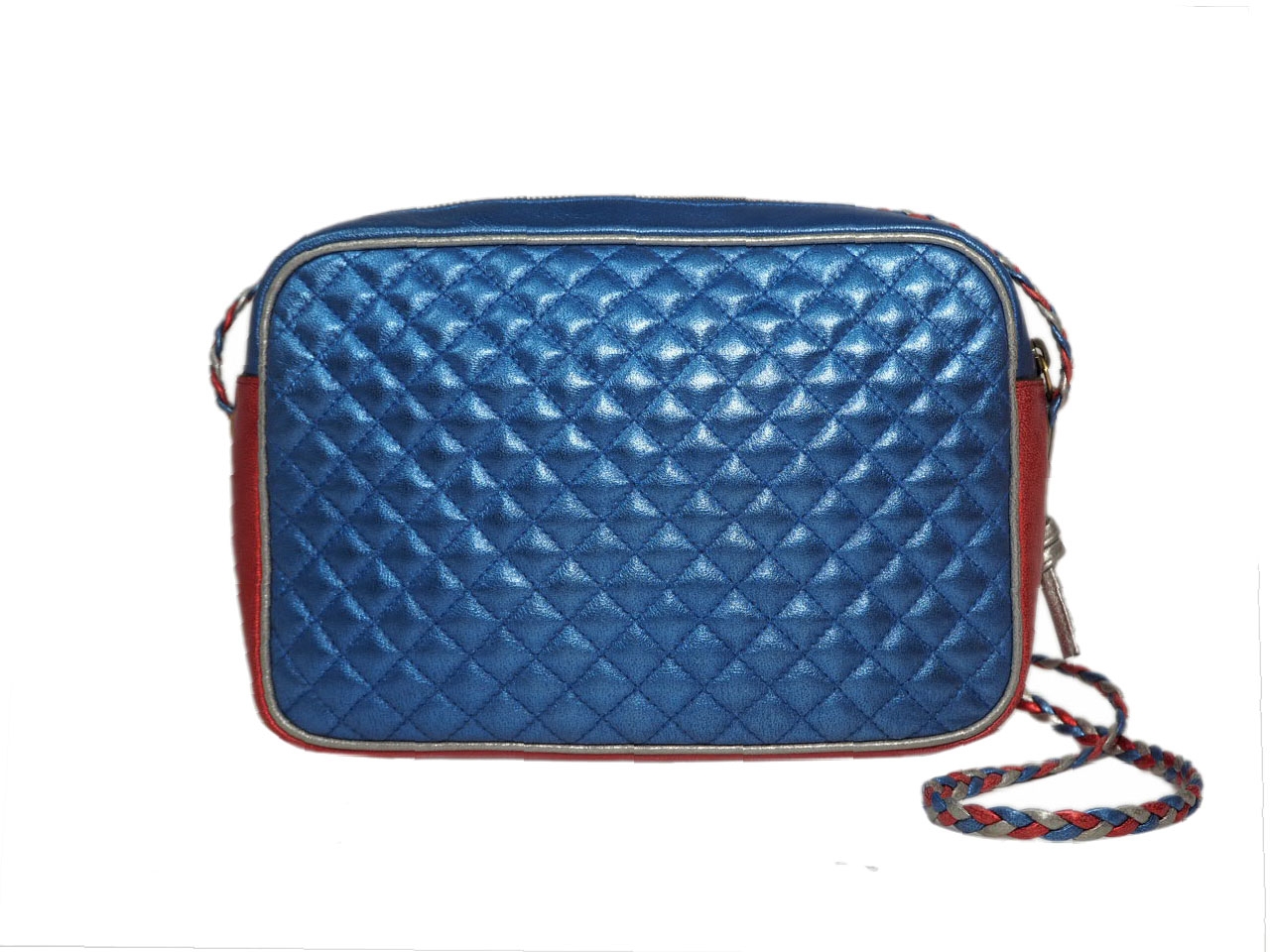 Gucci 541061 Blue/ Red/ Silver Multi Color Metallic Laminated Leather Small Shoulder/ Crossbody bag-36231
