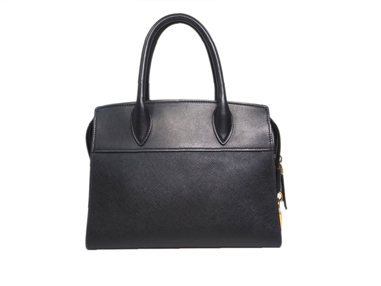 Prada 1BA045 Black Saffiano / Calf Leather Esplanade Top Handle 2-Way Tote/ Shoulder bag-36248