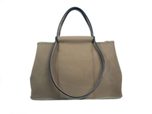 Hermes Cabag Elan 39 M Stamp Etoupe/ Ebene Toile Officier-0