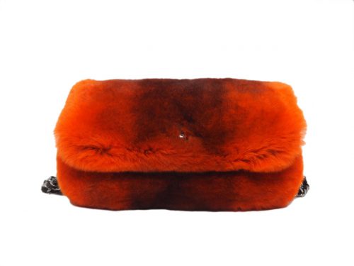 Chanel 9520686 Orange/ Red Degraded Rabbit Fur Triple Chain Around Shoulder Bag -0