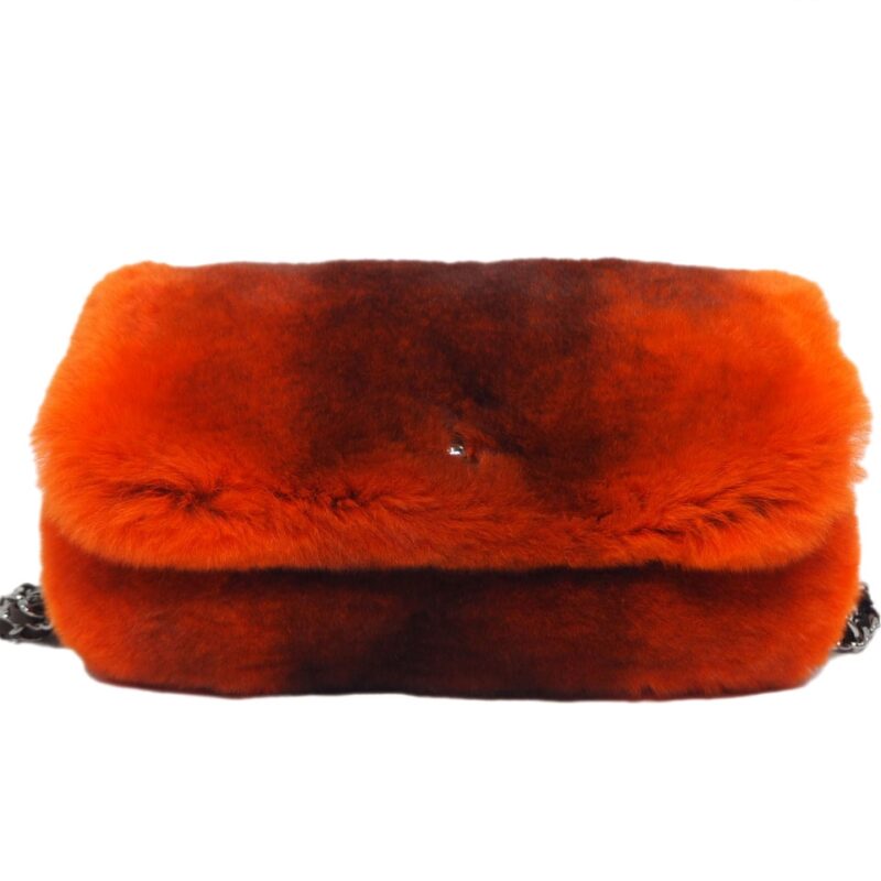 Chanel 9520686 Orange/ Red Degraded Rabbit Fur Triple Chain Around Shoulder Bag -0