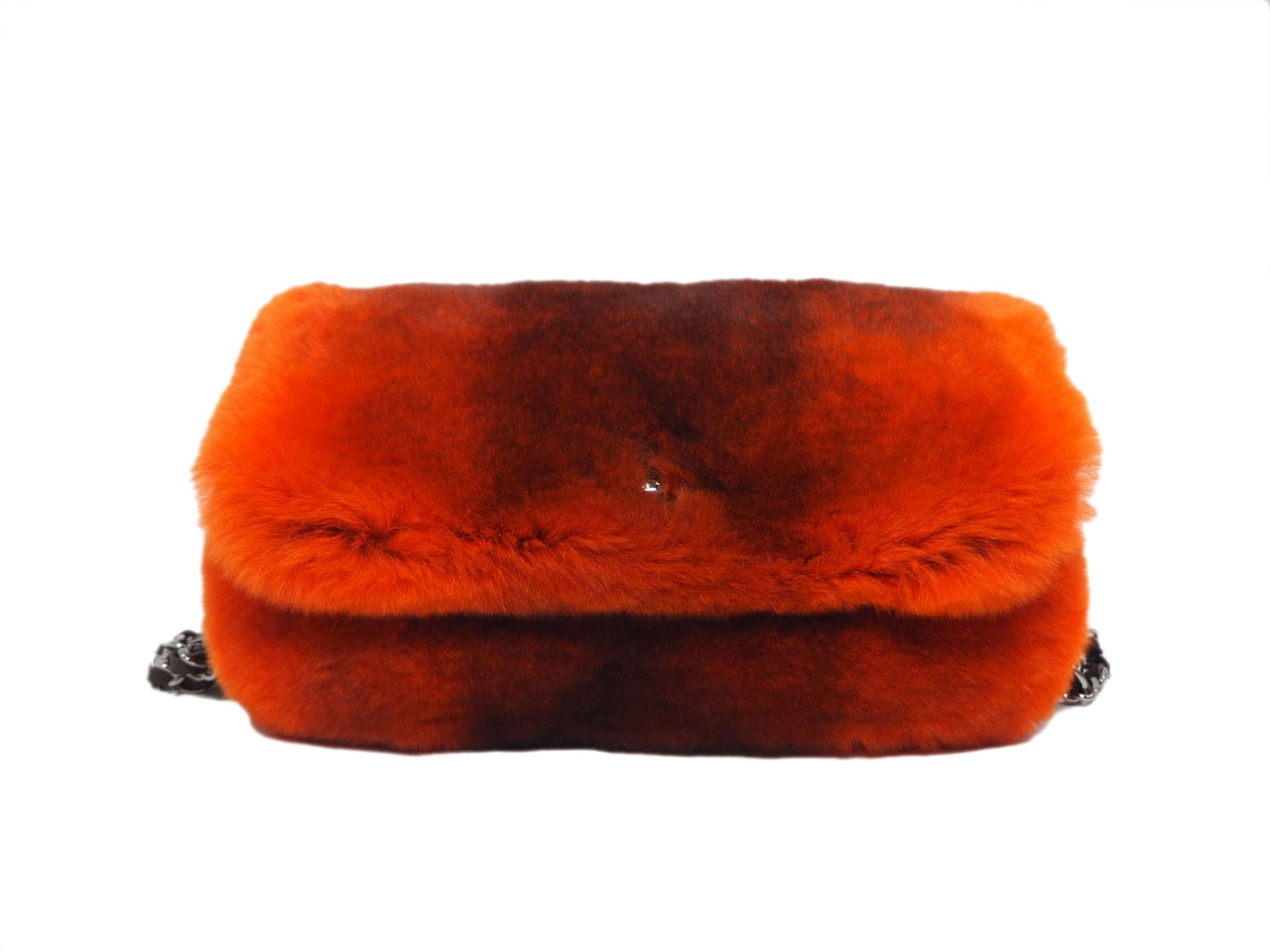 Chanel 9520686 Orange/ Red Degraded Rabbit Fur Triple Chain Around Shoulder Bag -0
