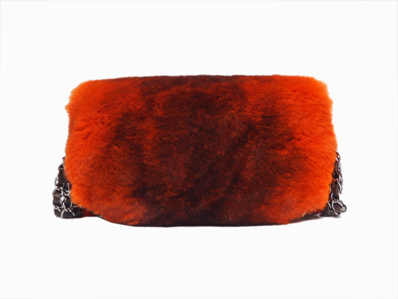 Chanel 9520686 Orange/ Red Degraded Rabbit Fur Triple Chain Around Shoulder Bag -36353