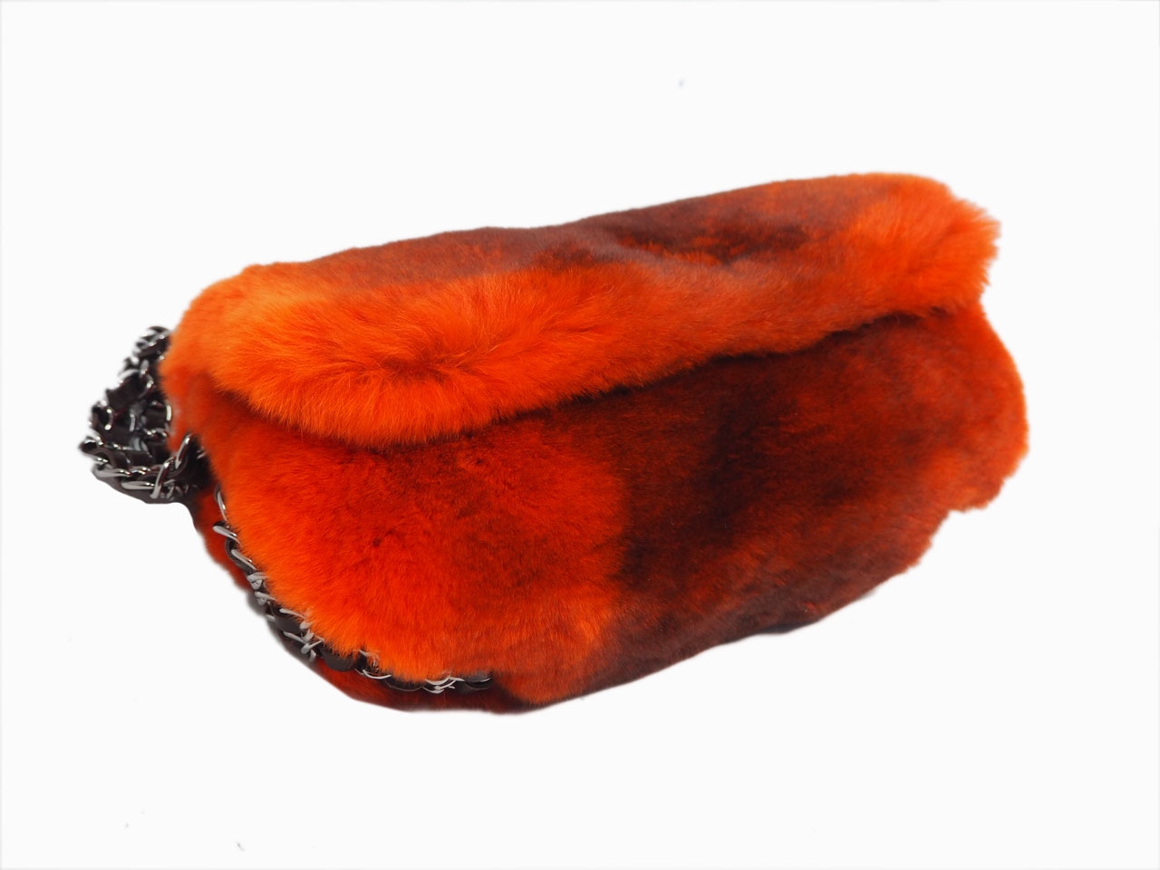 Chanel 9520686 Orange/ Red Degraded Rabbit Fur Triple Chain Around Shoulder Bag -36358
