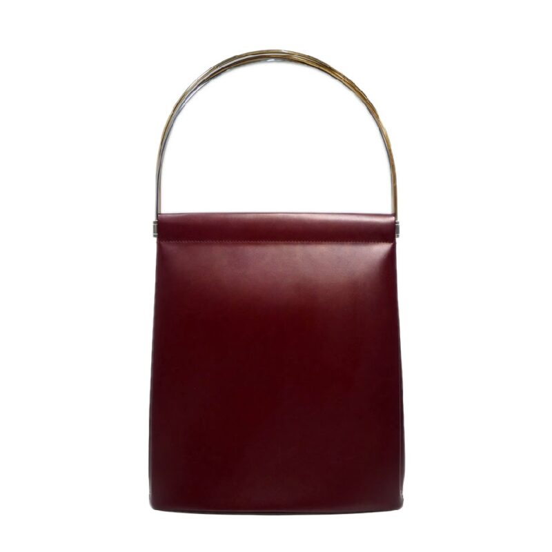Cartier Burgundy Red Calf Leather Signature Tri-Color Trinity Bag- Large -0