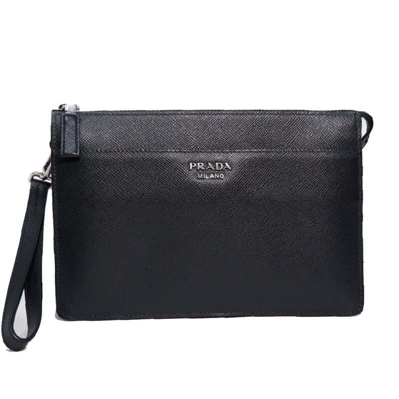 Prada 2VF019 Black Saffiano Men Clutch Pouch/ Bag-0