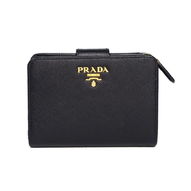 Prada 1ML018 Black Small Saffiano Leather Wallet-0