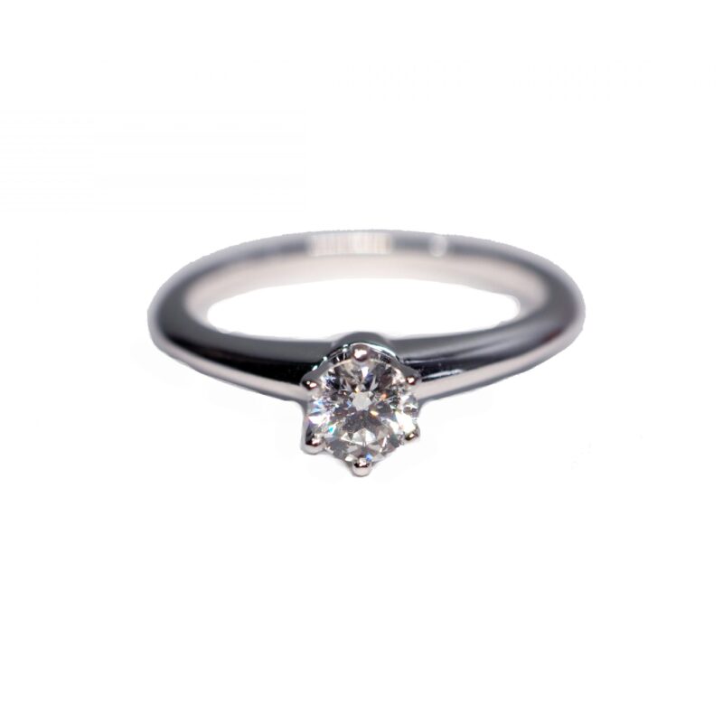 Tiffany & Co. Diamond Solitaire Ring 950 White Gold, Diamond D1-0.30 (Size 50)-0