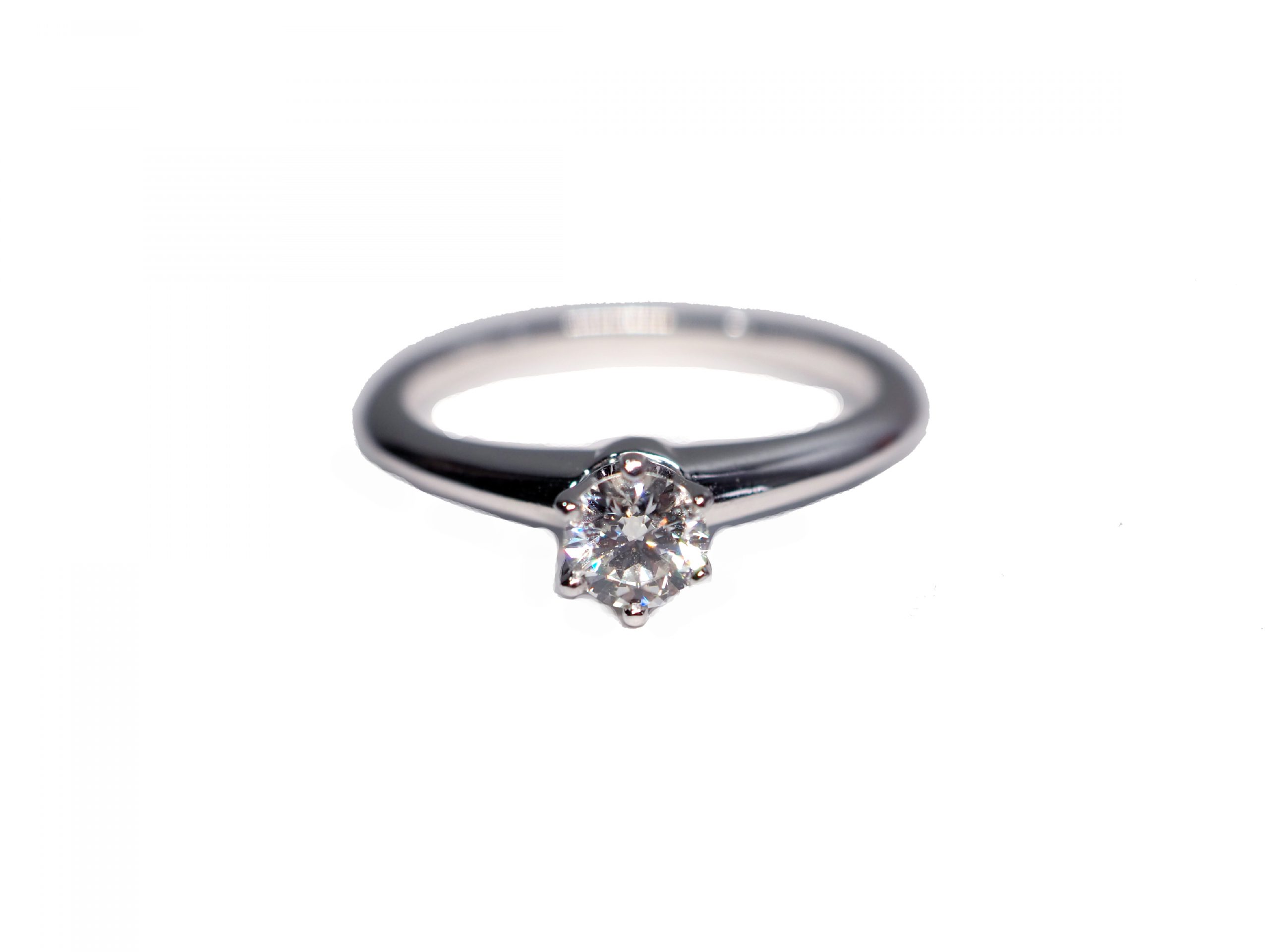 Tiffany & Co. Diamond Solitaire Ring 950 White Gold, Diamond D1-0.30 (Size 50)-0