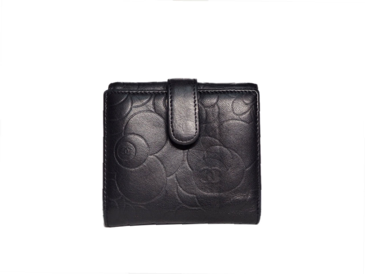 Chanel 116231641 Black/ Beige Camellia Flower Bio-Fold Wallet-37335