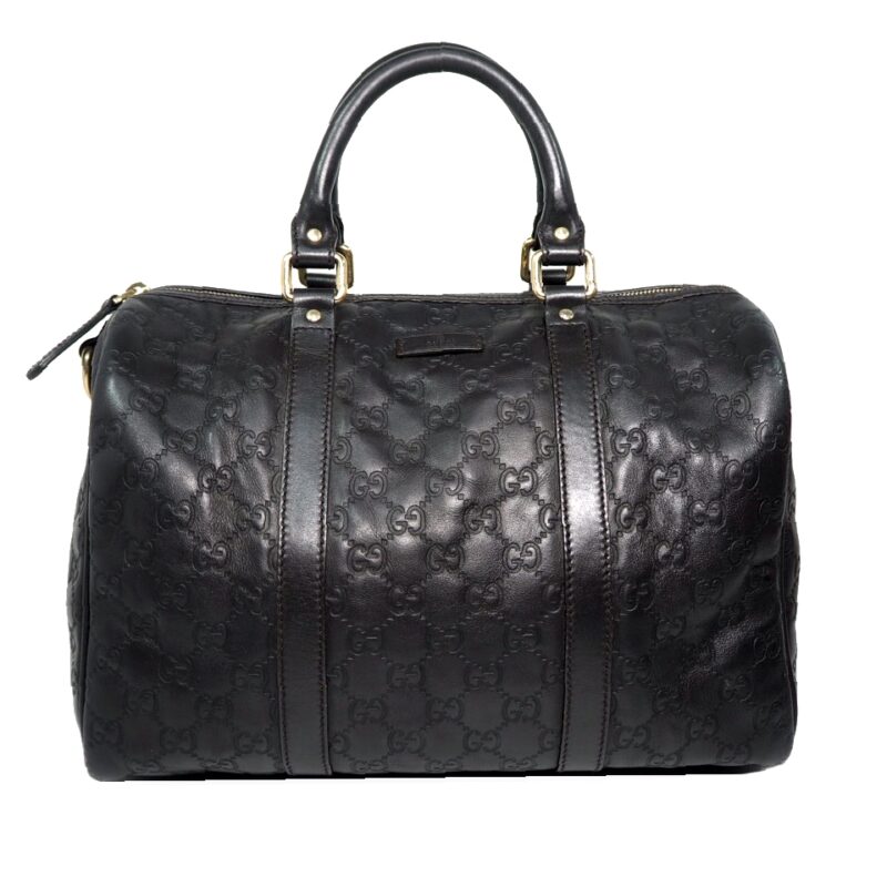 Gucci 265697 Black GG Guccissima Leather Boston Tote -0