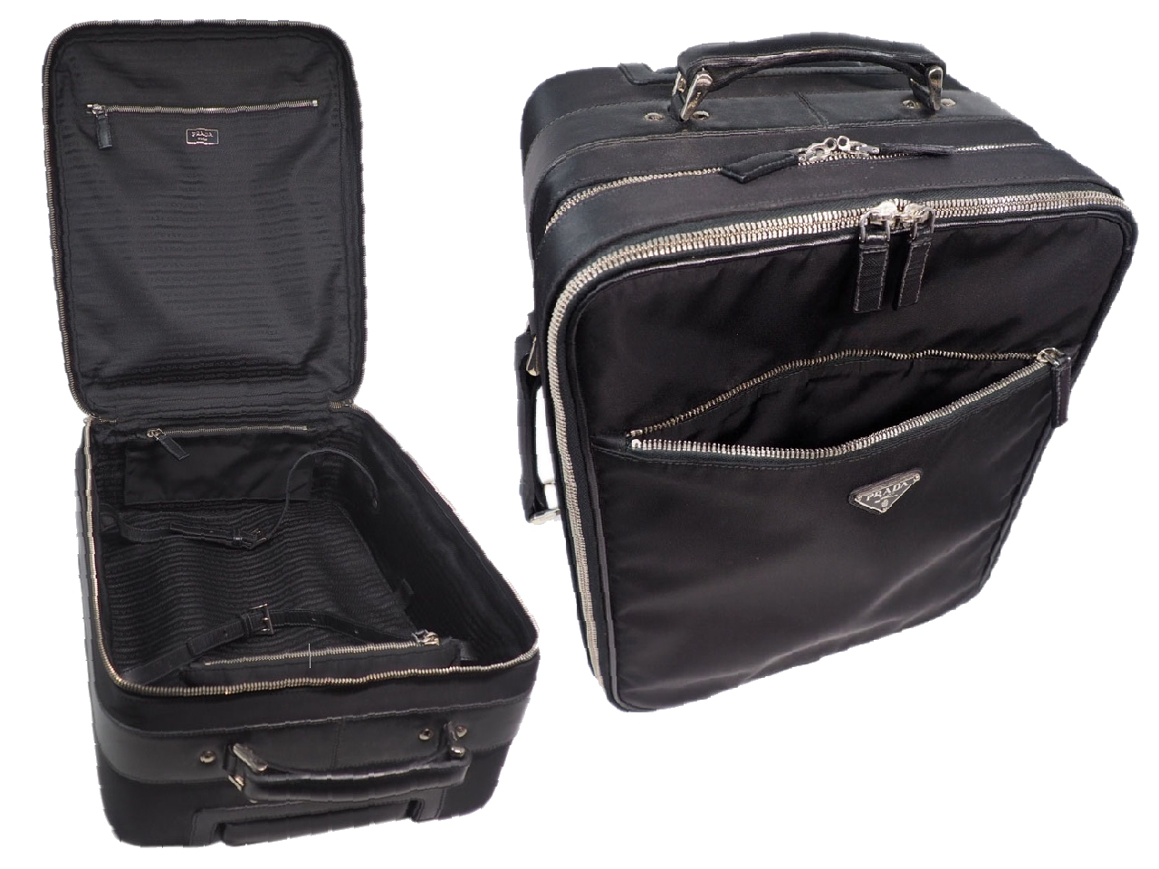 Prada 2VQ004 Nylon and Saffiano Leather 45cm Trolley Travel Luggage-37946