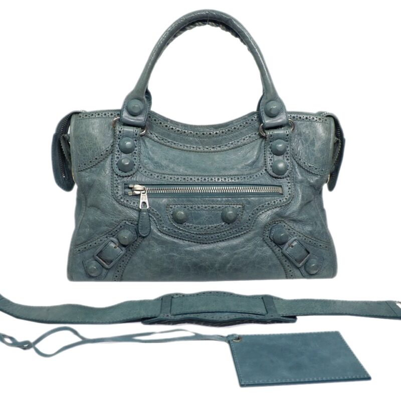 Balenciaga 204529 Blue Giant Covered City Tote Bag-0