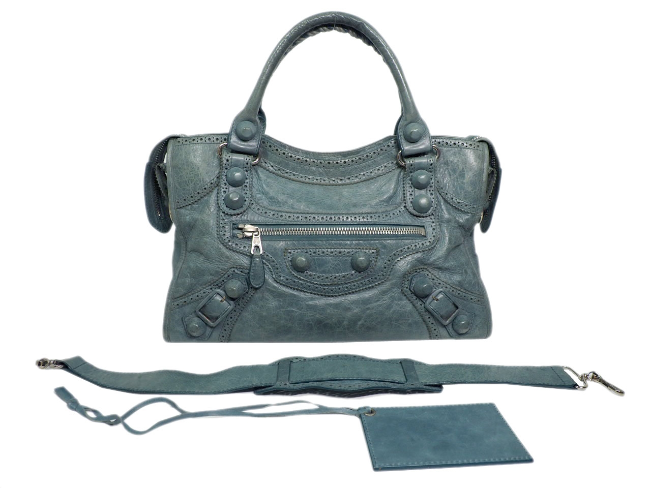 Balenciaga 204529 Blue Giant Covered City Tote Bag-0