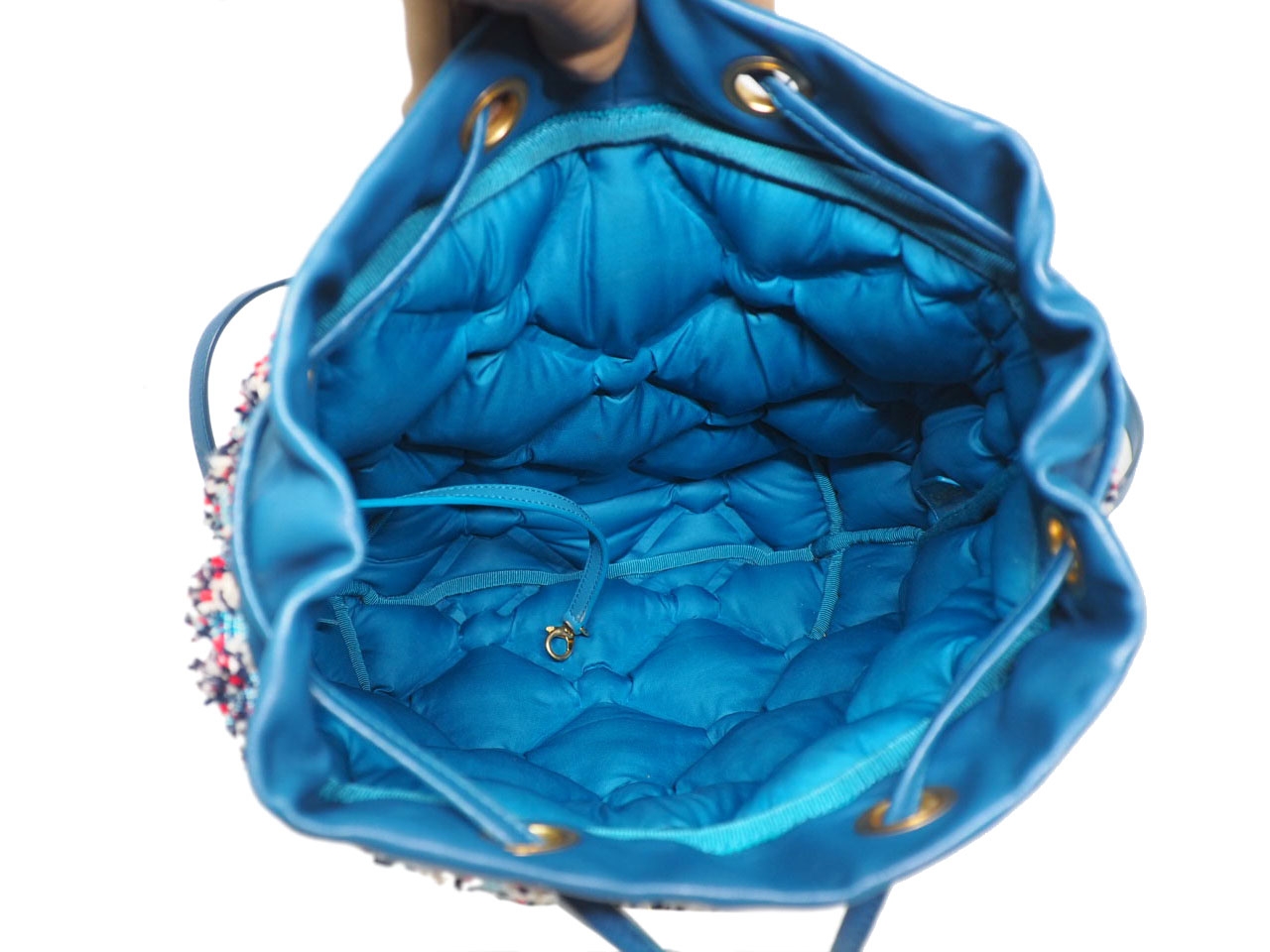 Chanel Cuba Cruise Multicolored Tweed Turqoise Blue/ White/ Red Medium Backpack Gold Hardware-38083