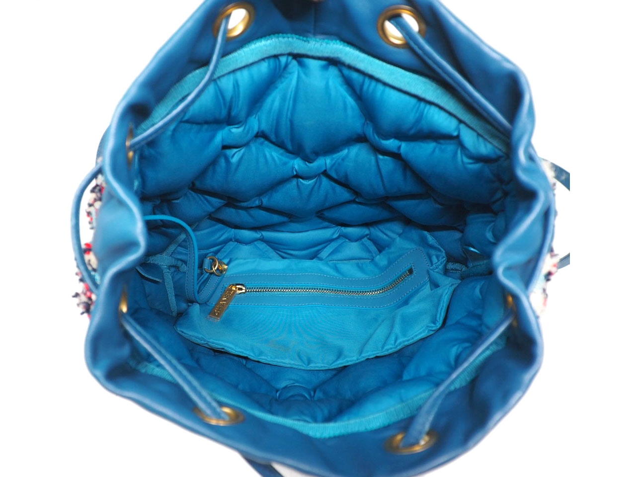 Chanel Cuba Cruise Multicolored Tweed Turqoise Blue/ White/ Red Medium Backpack Gold Hardware-38082