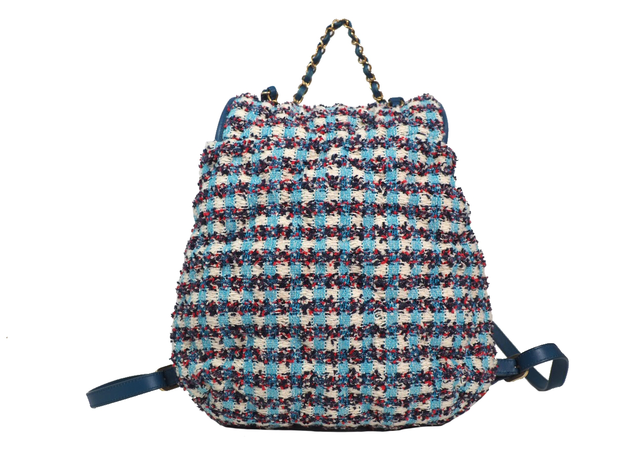 Chanel Cuba Cruise Multicolored Tweed Turqoise Blue/ White/ Red Medium Backpack Gold Hardware-38078