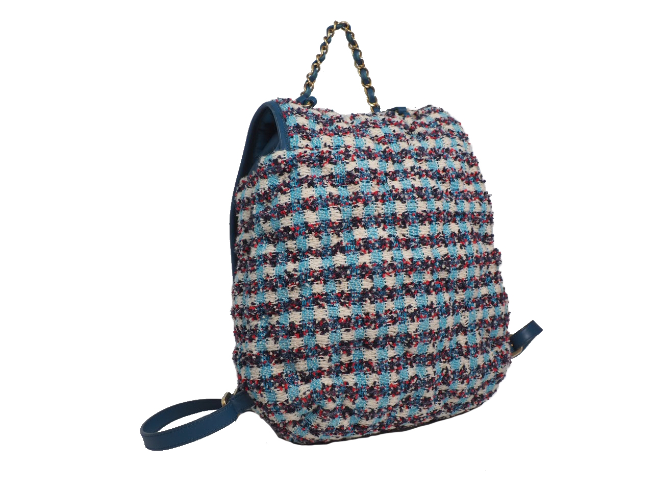 Chanel Cuba Cruise Multicolored Tweed Turqoise Blue/ White/ Red Medium Backpack Gold Hardware-38079