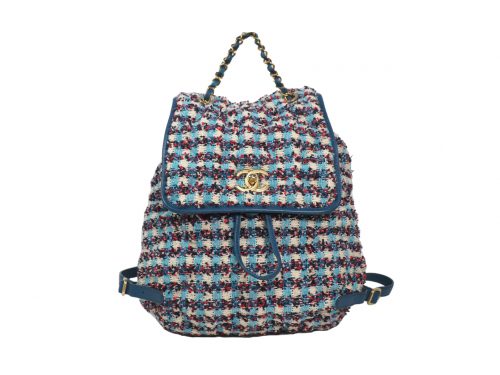 Chanel Cuba Cruise Multicolored Tweed Turqoise Blue/ White/ Red Medium Backpack Gold Hardware-0