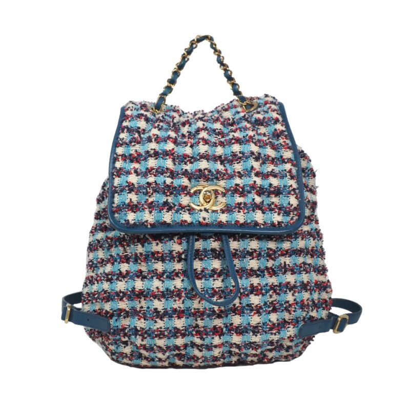 Chanel Cuba Cruise Multicolored Tweed Turqoise Blue/ White/ Red Medium Backpack Gold Hardware-0