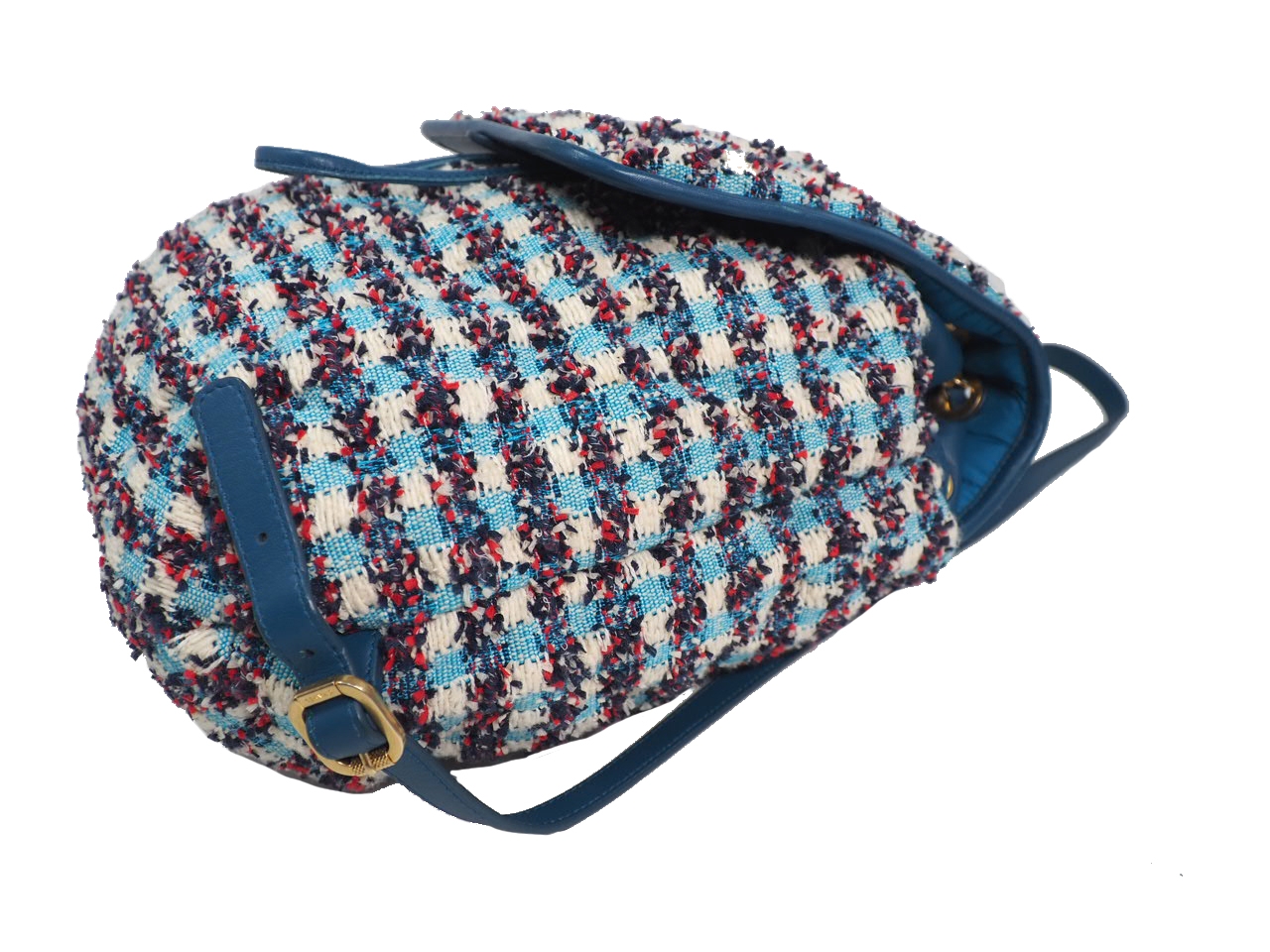 Chanel Cuba Cruise Multicolored Tweed Turqoise Blue/ White/ Red Medium Backpack Gold Hardware-38086