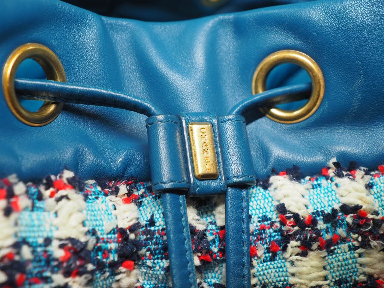 Chanel Cuba Cruise Multicolored Tweed Turqoise Blue/ White/ Red Medium Backpack Gold Hardware-38085