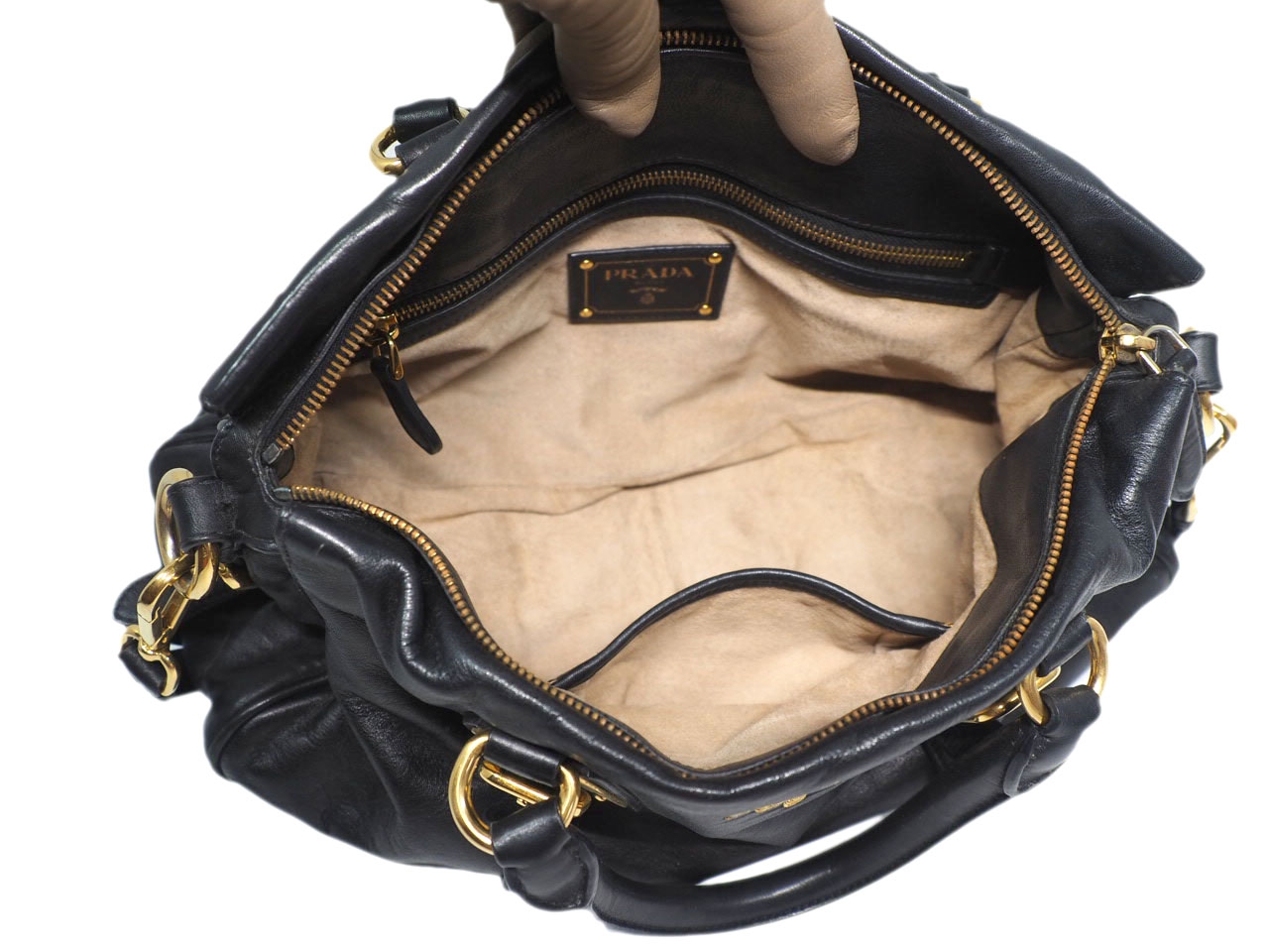Prada BN1903 Black Soft Calf Leather Top Handle Convertible Bag-38132