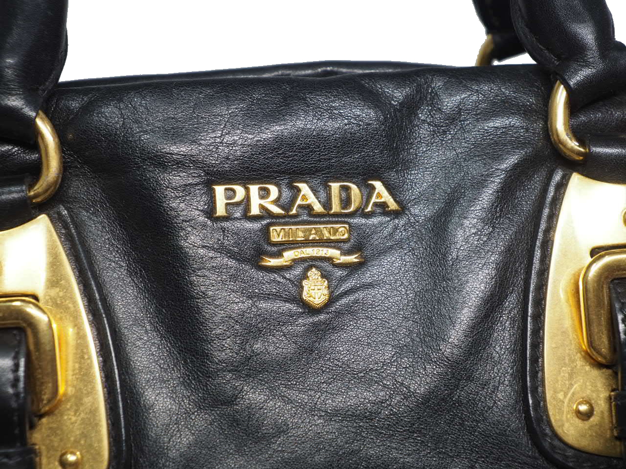 Prada BN1903 Black Soft Calf Leather Top Handle Convertible Bag-38131